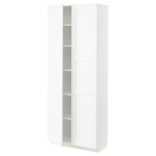 METOD High cabinet with shelves, white Enköping/white wood effect, 80x37x200 cm