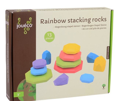 Joueco Wooden Rainbow Stacking Rocks 3+