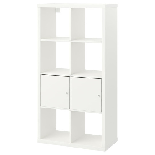 KALLAX Shelf unit with doors, white, 77x147 cm