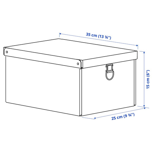 NIMM Storage box with lid, spotted grey, 25x35x15 cm