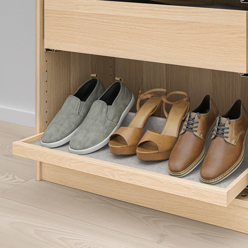 KOMPLEMENT Pull-out tray with shoe insert, white stained oak effect/light grey, 75x35 cm