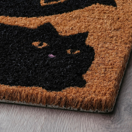 VÄGTYP Door mat, cat black/natural, 40x60 cm