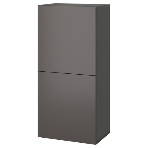 BESTÅ Shelf unit with doors, dark grey/Lappviken dark grey, 60x42x129 cm