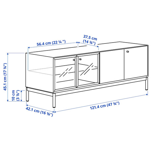 BOASTAD TV storage combination, black/oak veneer, 163x42x185 cm