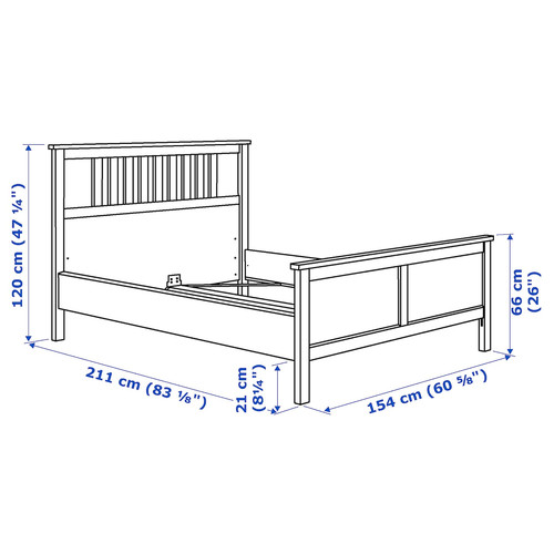 HEMNES Bed frame with mattress, white stain/Valevåg medium firm, 140x200 cm