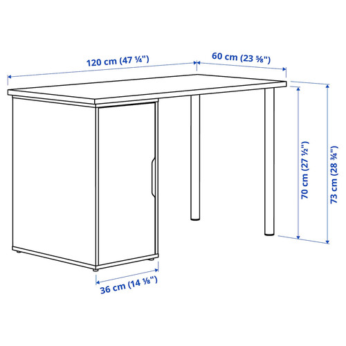 LAGKAPTEN / ALEX Desk, white/anthracite, 120x60 cm