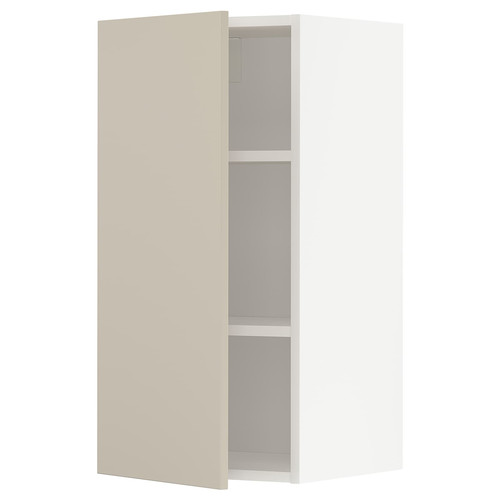 METOD Wall cabinet with shelves, white/Havstorp beige, 40x80 cm