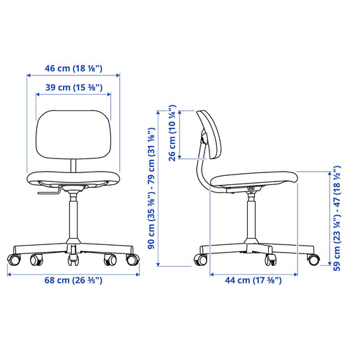 BLECKBERGET Swivel chair, Klovsta white/orange-brown