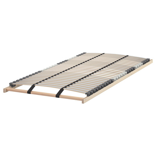 MALM Bed frame, high, white stained oak veneer, Lönset, 90x200 cm