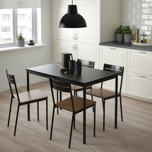 SANDSBERG / SANDSBERG Table and 4 chairs, black/black, 110x67 cm