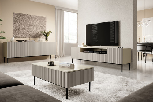 TV Cabinet Nicole 200cm, cashmere/black legs