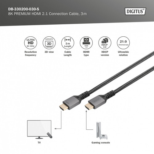 Digitus Ultra High Speed HDMI Connection Cable DB-330200-030-S 3m