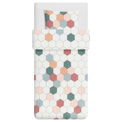 KRUSFRÖ Duvet cover and pillowcase, hexagonal, 150x200/50x60 cm