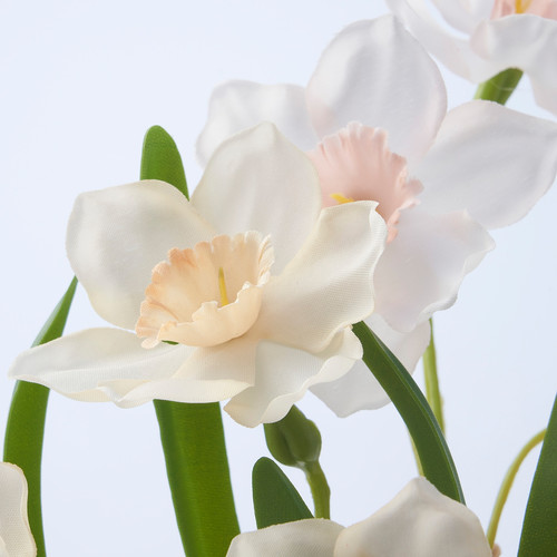 FEJKA Artificial potted plant, in/outdoor/Daffodil white, 12 cm