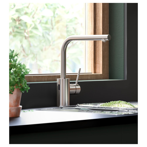 TÄMNAREN Kitchen mixer tap w sensor, stainless steel colour