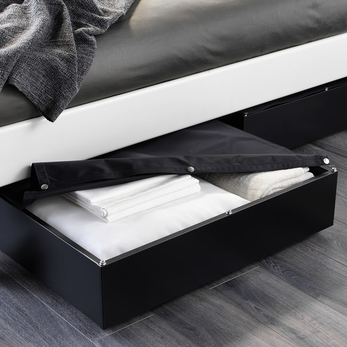 VARDÖ Bed storage box, black, 65x70 cm