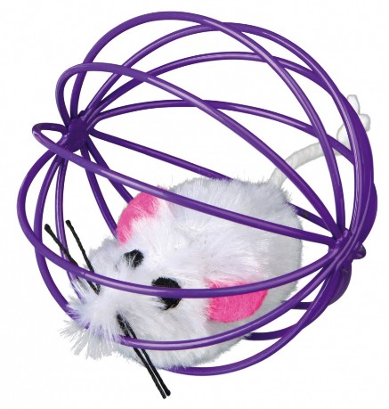 Trixie Mouse in a Wire Ball, assorted colours