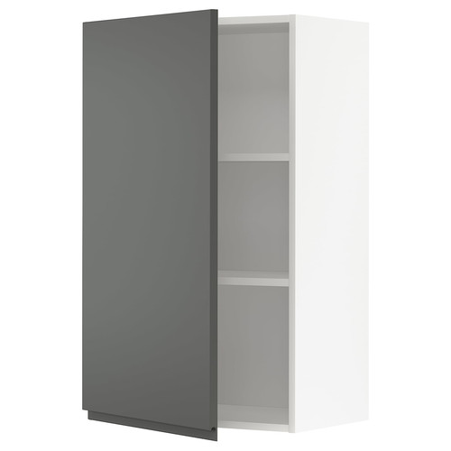 METOD Wall cabinet with shelves, white/Voxtorp dark grey, 60x100 cm