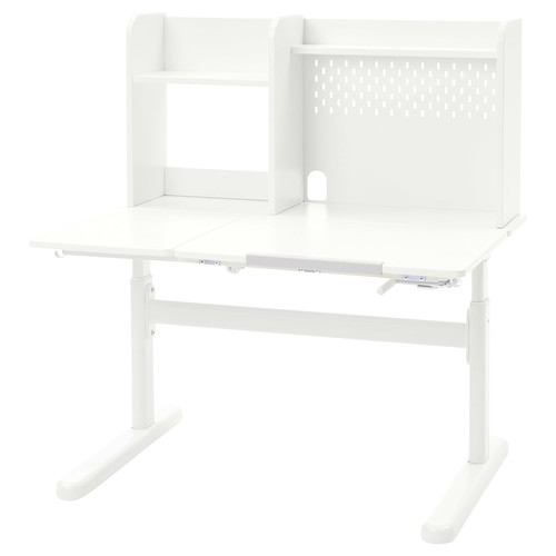 BERGLÄRKA Desk top and shelf, white, 100x70 cm