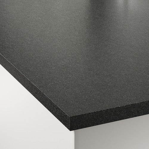 EKBACKEN Worktop, black stone effect, laminate, 246x2.8 cm