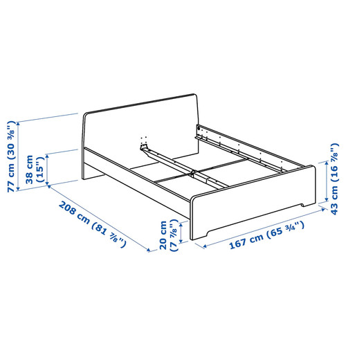 ASKVOLL Bed frame, white, Lönset, 160x200 cm