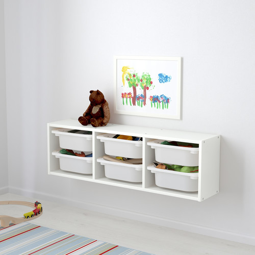 TROFAST Wall storage, white, white, 99x21x30 cm