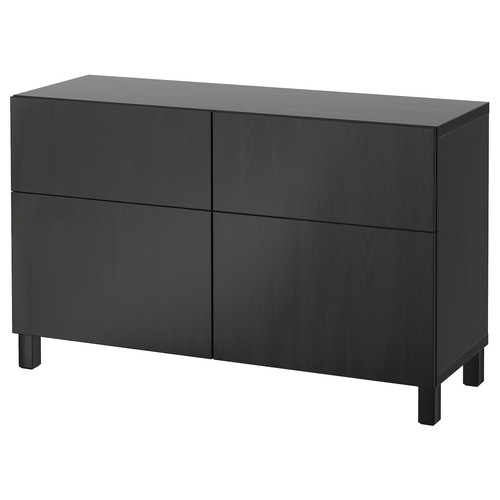 BESTÅ Storage combination w doors/drawers, black-brown/Lappviken/Stubbarp black-brown, 120x42x74 cm