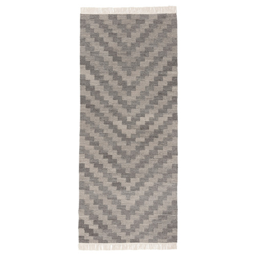 KNAPPHIRS Rug, flatwoven, grey/handmade, 80x200 cm