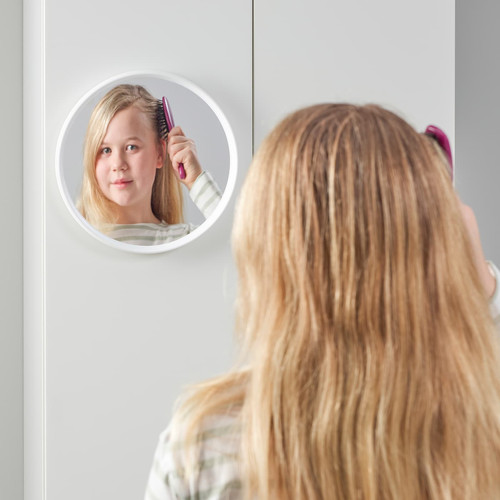 HÄNGIG Mirror, white, round, 26 cm