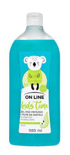 On Line Kids Time Shower Gel & Bubble Bath Pear 3+ 93% Natural 980ml