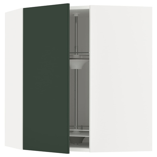 METOD Corner wall cabinet with carousel, white/Havstorp deep green, 68x80 cm