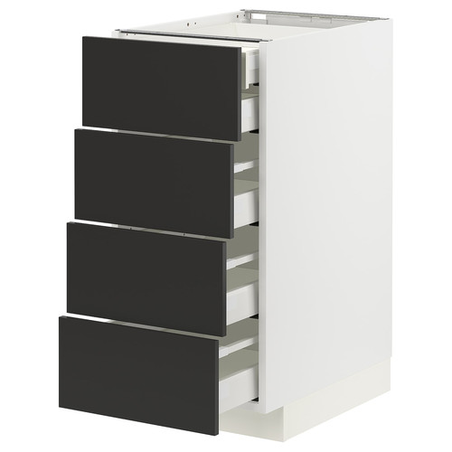 METOD / MAXIMERA Base cb 4 frnts/2 low/3 md drwrs, white/Nickebo matt anthracite, 40x60 cm