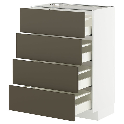 METOD / MAXIMERA Base cab 4 frnts/4 drawers, white/Havstorp brown-beige, 60x37 cm