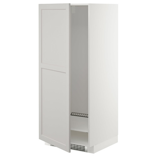 METOD High cabinet for fridge/freezer, white/Lerhyttan light grey, 60x60x140 cm