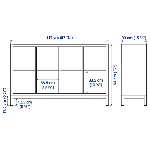 KALLAX Shelving unit with underframe, black-brown/black, 147x94 cm