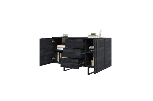 Cabinet with 2 Doors & 3 Drawers Verica 150 cm, charcoal/black legs