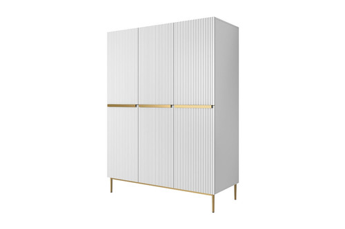 Wardrobe Nicole 150 cm, matt white, gold handles and legs