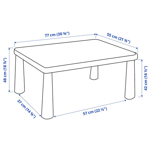 MAMMUT Children's table, indoor/outdoor/light green, 77x55 cm