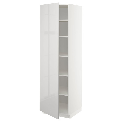 METOD High cabinet with shelves, white/Ringhult light grey, 60x60x200 cm