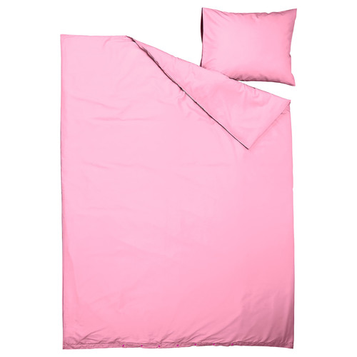 PILTANDVINGE Duvet cover and pillowcase, light pink, 150x200/50x60 cm