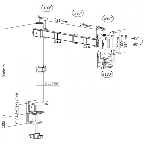 MacLean Dektop Monitor Bracket 17-32" 8kg MC-883