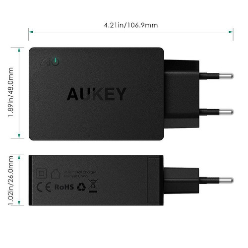 Aukey Ultrafast Charger 3xUSB iPower 6A 30W EU Plug PA-U35