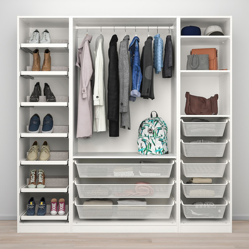 PAX / REINSVOLL Wardrobe combination, white/grey-beige, 200x60x201 cm