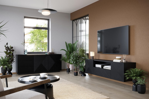 Wall-mounted TV Cabinet Asha 167 cm, matt black