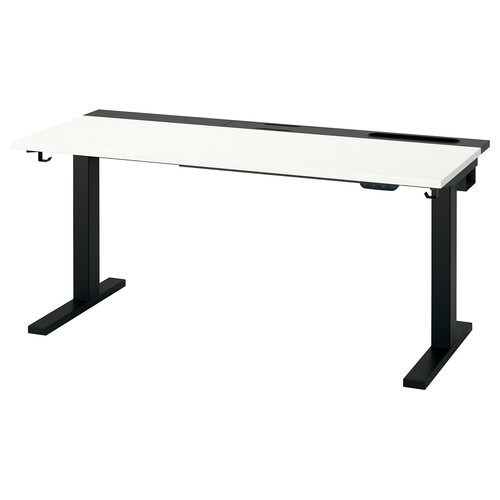 MITTZON Desk sit/stand, electric white/black, 140x60 cm