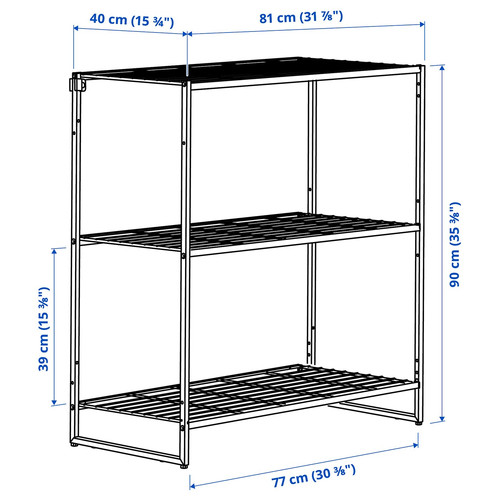 JOSTEIN Shelving unit, in/outdoor/wire white, 81x40x90 cm