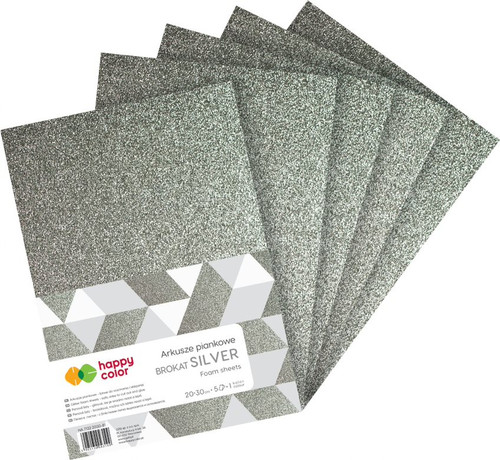 Craft Foam Glitter A4 5 Sheets, silver