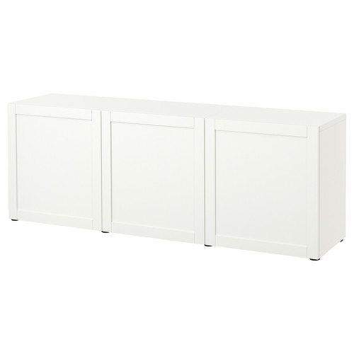 BESTÅ Storage combination with doors, white, Hanviken white, 180x42x65 cm