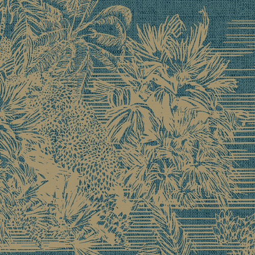 GoodHome Vinyl Wallpaper on Fleece Augie, blue