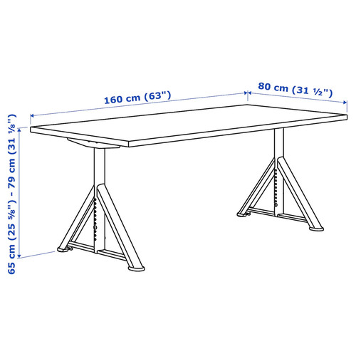 IDÅSEN Desk, brown, beige, 160x80 cm